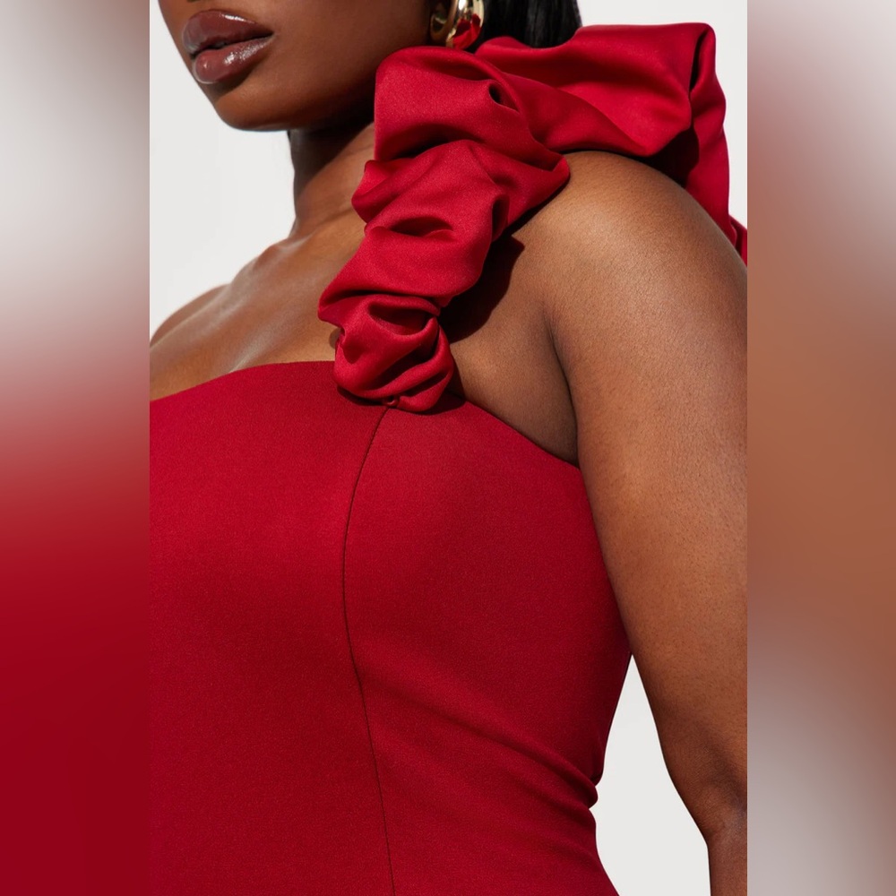 SEXY Ruffle Mini Dress - Red - Picture 6 of 7